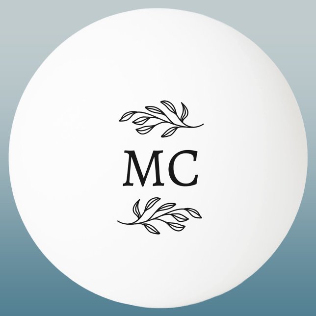 Personalisierte Monogramm-Initialen Botanisches Bl Tischtennisball (Modern personalized monogram initials botanical leaf sprig ping pong ball)