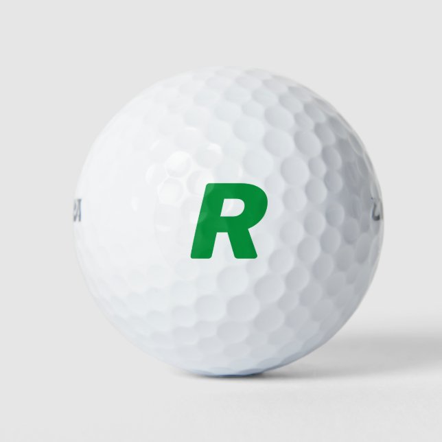 Personalisierte Monogramm-Initialen gelb-grün Golfball (Vorderseite)
