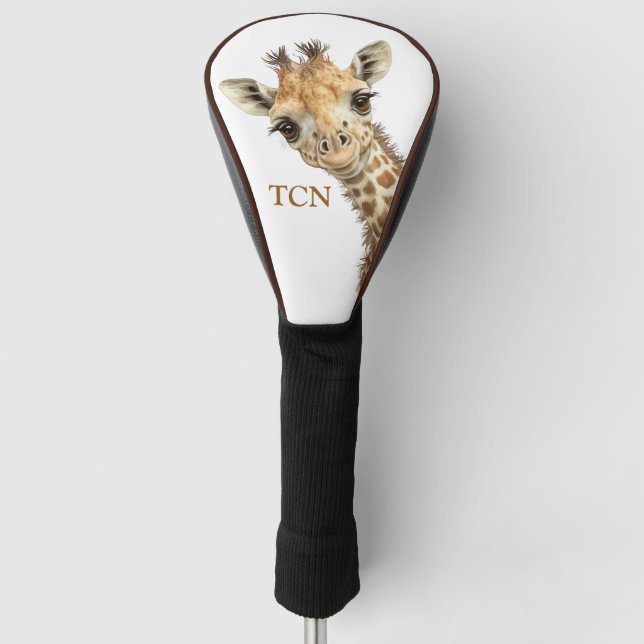 Personalisierte Monogramm-Initialen Giraffe  Golf Headcover (Vorderseite)