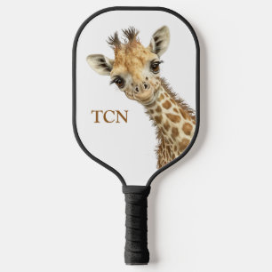 Personalisierte Monogramm-Initialen Giraffe  Pickleball Schläger