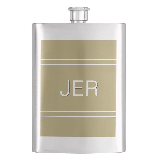 Personalisierte Monogramm-Initialen in Goldfarbe T Flachmann (Vorderseite)