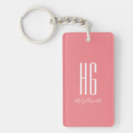 Personalisierte Monogramm-Initialen-korallenrotes Schlüsselanhänger