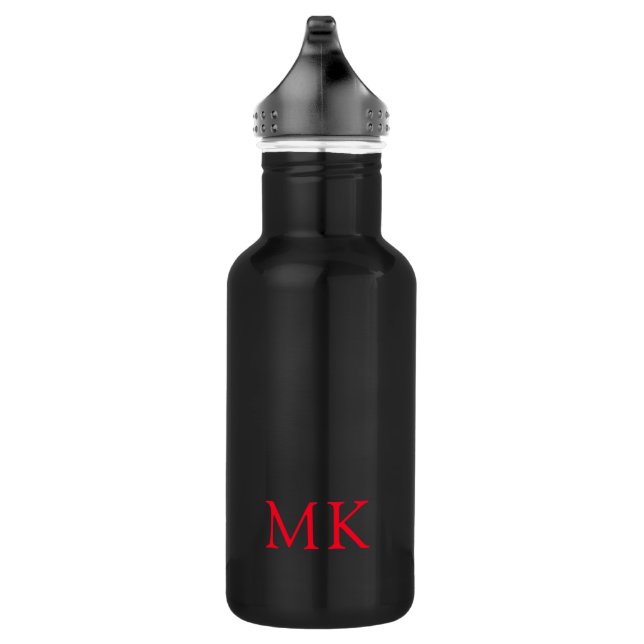 Personalisierte Monogramm-Initialen Modernes Rotes Edelstahlflasche (Rechts)