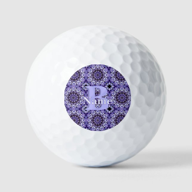 Personalisierte Monogramm-Initialen-Name Blumenkun Golfball (Vorderseite)