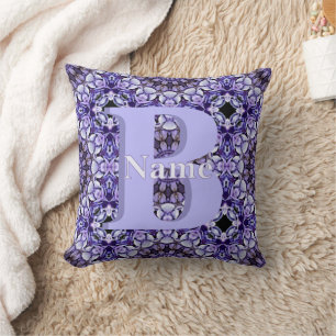 Personalisierte Monogramm-Initialen-Name Blumenkun Kissen