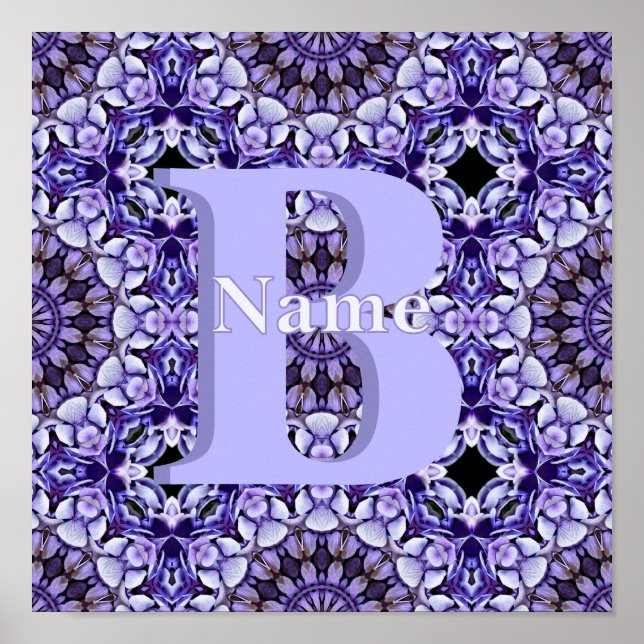 Personalisierte Monogramm-Initialen-Name Blumenkun Poster (Vorne)
