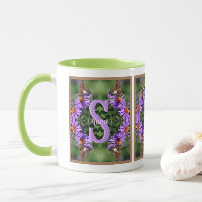 Personalisierte Monogramm-Initialen-Name Schmetter Tasse (Mit Donut)