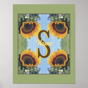 Personalisierte Monogramm-Initialen-Name Sonnenblu Poster