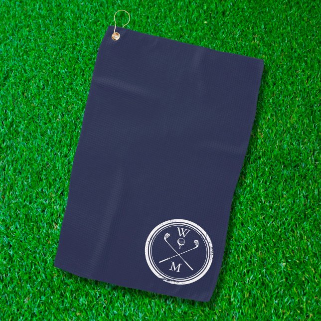 Personalisierte Monogramm-Initialen Navyblau Golfhandtuch (Von Creator hochgeladen)