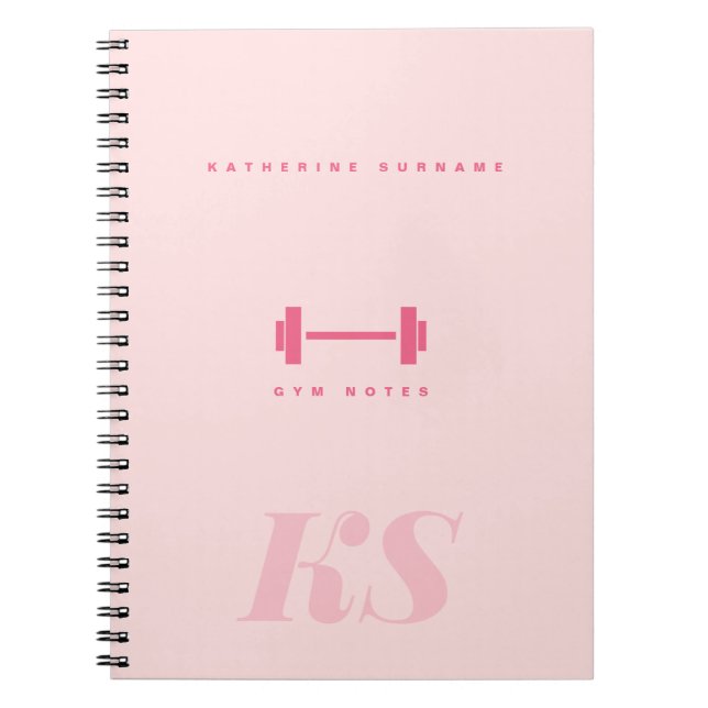 Personalisierte Monogramm-Initialen Rosa Fitness-N Notizblock (Vorderseite)