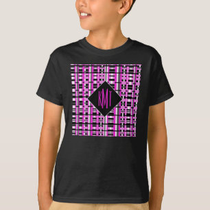 Personalisierte Monogramm-Initialen Rosa Kariert T-Shirt