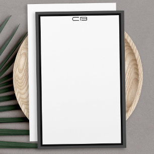 Personalisierte Monogramm-Initialen schwarz-graue  Briefpapier