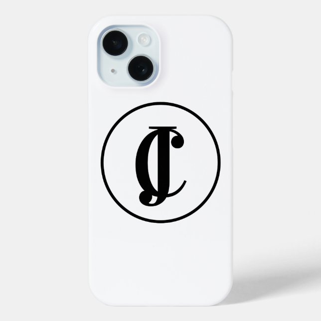 Personalisierte Monogramm-Initialen schwarz und we Case-Mate iPhone Hülle (Rückseite)