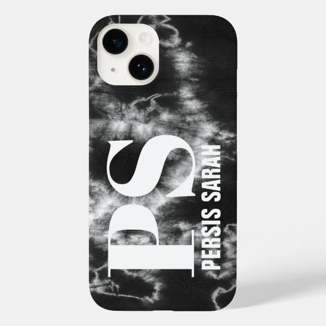 Personalisierte Monogramm Initialname Schwarze Gef Case-Mate iPhone Hülle (Rückseite)