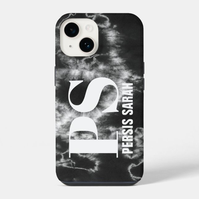 Personalisierte Monogramm Initialname Schwarze Gef iPhone Hülle (Rückseite)