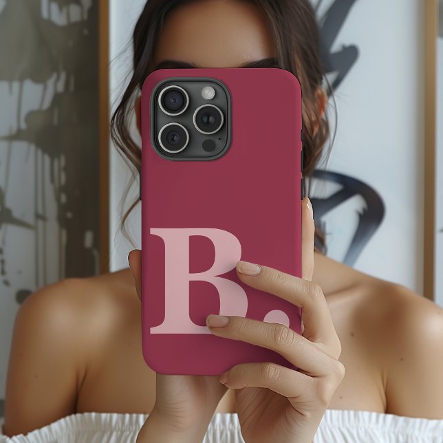 Personalisierte Monogramm-iPhone-Hülle als Geschen iPhone Hülle (Custom Pink Phone Case Bridal Shower Gift for Her, Modern Initial iPhone Case Gift for Mom or Wife)