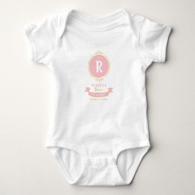 Personalisierte monogramm-Keepsakes Baby Strampler (Vorderseite)