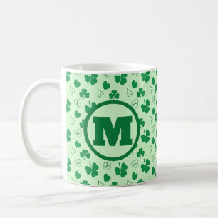 Personalisierte monogramm Kleeblatt Muster grün Ta Kaffeetasse