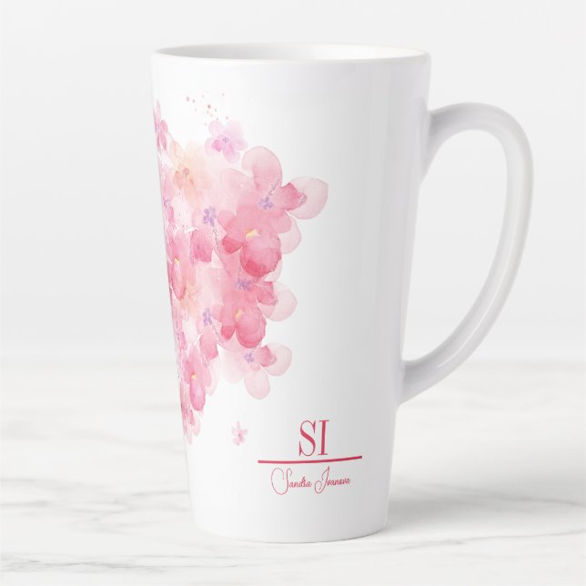 Personalisierte Monogramm-Latte-Tasse | Moderne Bl Milchtasse (Rechts)