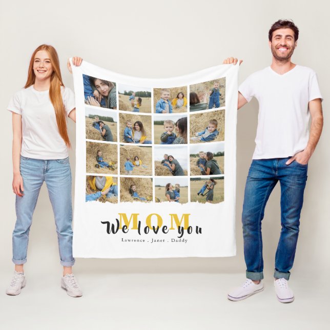 Personalisierte Monogramm-Liebe Mama Fotos  Fleecedecke (Beispiel)