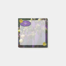 Personalisierte Monogramm Lila Kaktus Gelbe Blumen