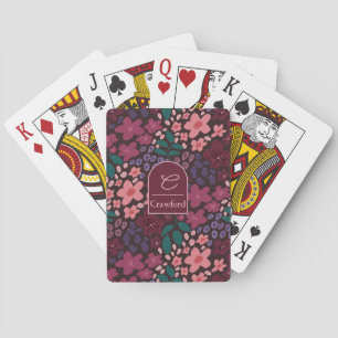 Personalisierte Monogramm Moody Florale Spielkarte
