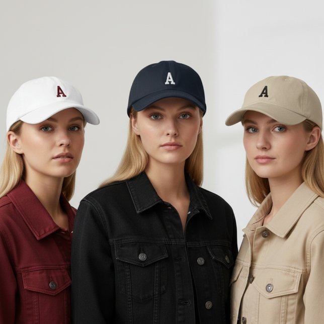 Personalisierte Monogramm-Mütze als Geschenk für M Bestickte Baseballkappe (Personalized Unisex Cap Gift for Mom or Friends, Custom Initial Cap Everyday Gift for Her or kids)