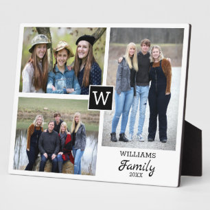 Personalisierte Monogramm Name 3 FotoCollage Fotoplatte