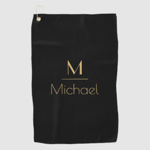 Personalisierte Monogramm Name Black & Gold Golfhandtuch