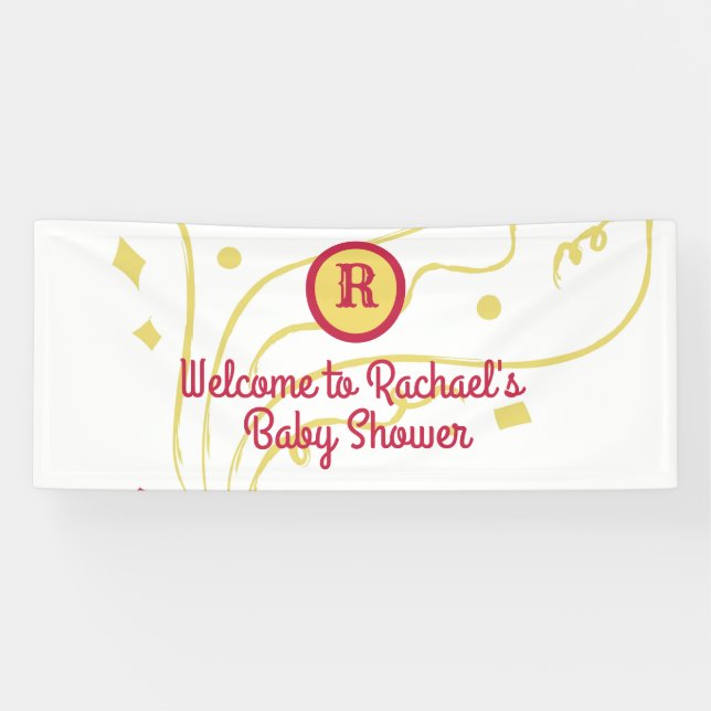 Personalisierte Monogramm Name Confetti Babydusche Banner (Horizontal)
