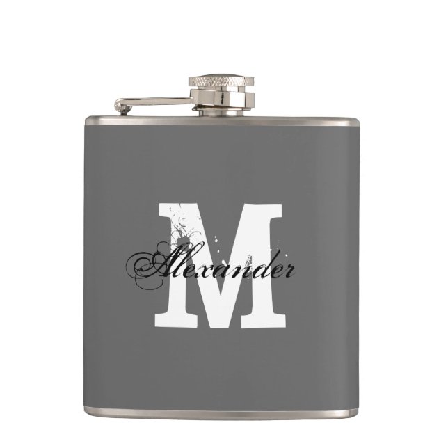 Personalisierte Monogramm-Name kleine Trinkflasche Flachmann (Vorderseite)
