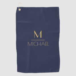Personalisierte Monogramm | Name Navy & Gold Golf  Golfhandtuch