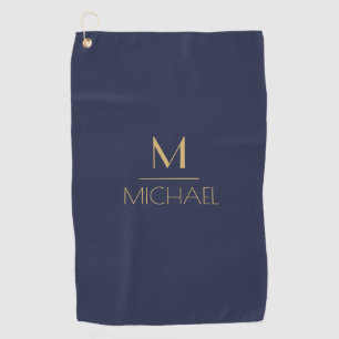 Personalisierte Monogramm   Name Navy & Gold Golf  Golfhandtuch