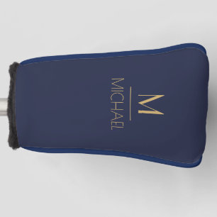 Personalisierte Monogramm Name Navy & Gold Golf Headcover