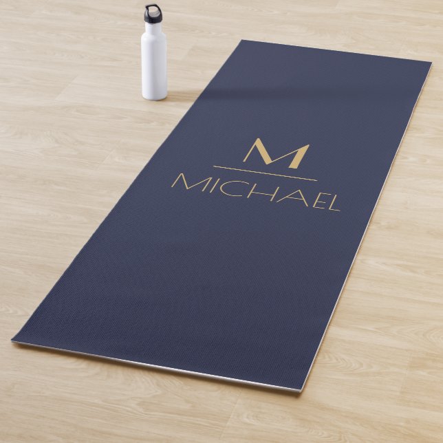 Personalisierte Monogramm | Name Navy & Gold Yogamatte (Beispiel)