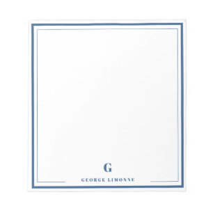 Personalisierte Monogramm-Navy-Blau-Rahmen-Korresp Notizblock