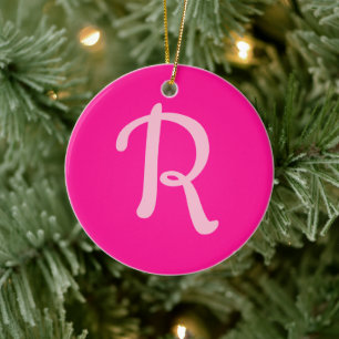Personalisierte Monogramm-Pastete und Hot-Pink Keramik Ornament