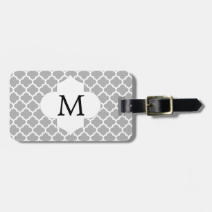 Personalisierte Monogramm Quatrefolie grau und wei Gepäckanhänger