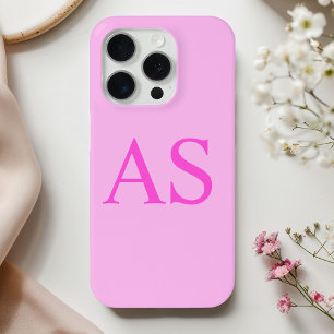 Personalisierte Monogramm-Rosa-Initial-Handyhülle iPhone 15 Pro Hülle