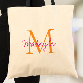 Personalisierte Monogramm-Rosa-Schrift Tragetasche