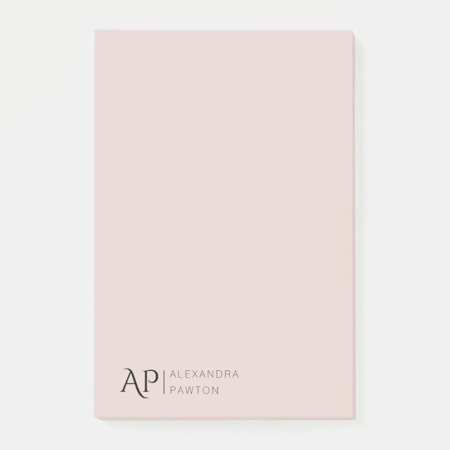 Personalisierte Monogramm-Rose Post-it Klebezettel (Vorderseite)