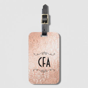 Personalisierte Monogramm-Roségold-Damaskus Gepäckanhänger