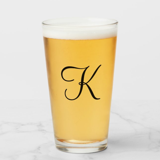 Personalisierte Monogramm-Schwarz-Schrift-Trinkglä Glas (Vorne (Gefüllt))
