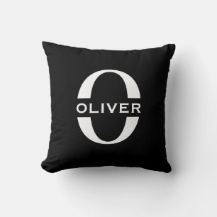 Personalisierte Monogramm Schwarz-Weiß-Bezeichnung Kissen