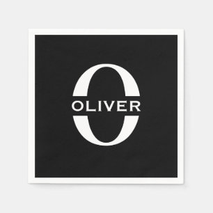Personalisierte Monogramm Schwarz-Weiß-Bezeichnung Serviette