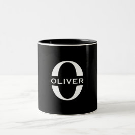 Personalisierte Monogramm Schwarz-Weiß-Bezeichnung Zweifarbige Tasse