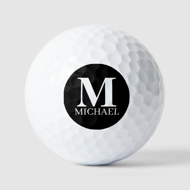 Personalisierte Monogramm Schwarz/Weiß Golfball (Vorderseite)