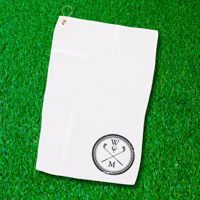 Personalisierte Monogramm Schwarz/Weiß Golfhandtuch (Von Creator hochgeladen)