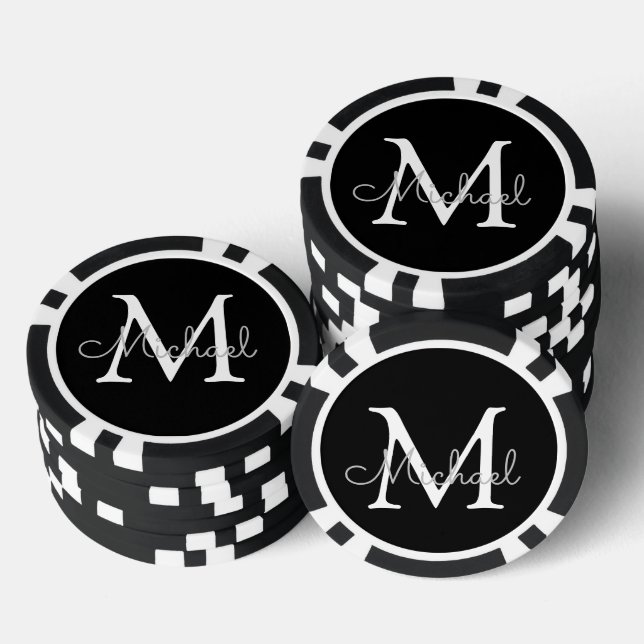 personalisierte Monogramm schwarz-weiß Pokerchips (Stapel)