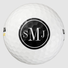 Personalisierte Monogramm Schwarz-Weiß-Rahmen Golfball